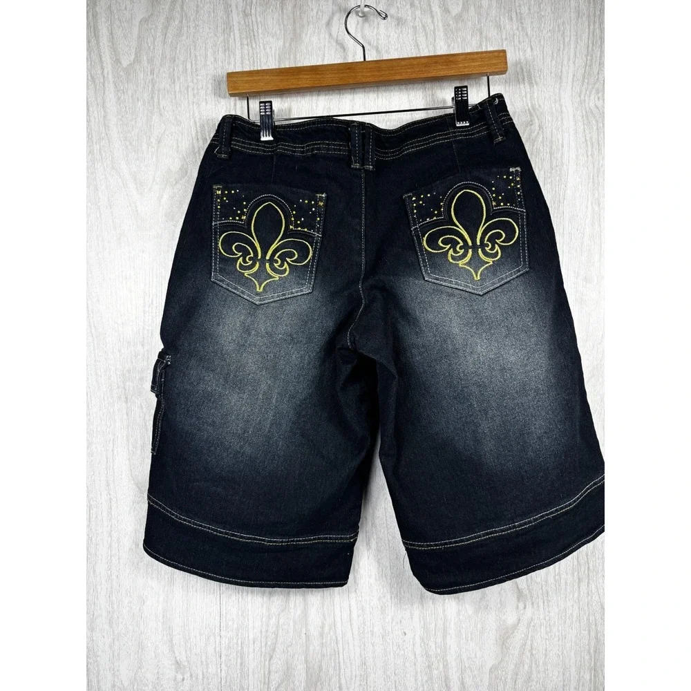 Dereon Denim Cargo Shorts Womens 9/10 Dark Wash Y2K Jorts
